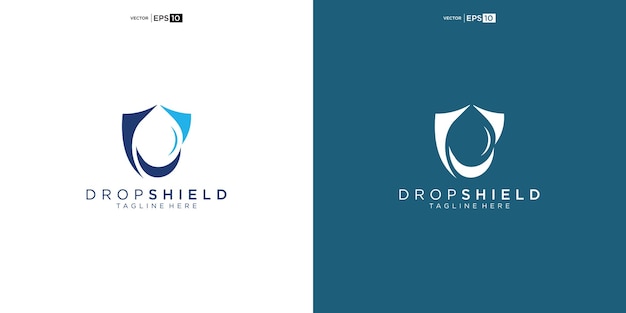Shield Drop Logo Concept icon symbol sign Element Design Line Art Style Waterproof Protection Logo