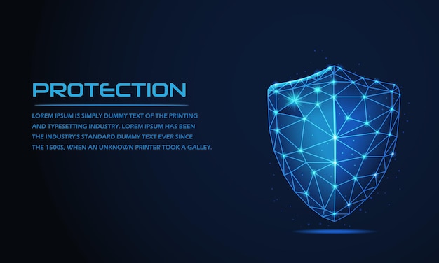 shield futuristic secure technology low polygonal guard shield symbol3d modern abstract wireframe