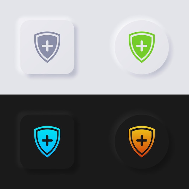 Shield icon set Multicolor neumorphism button soft UI Design for Web design Application UI and more Button Vector