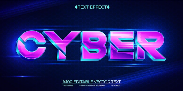 Shine Cyber Editable Vector 3D Text Effect