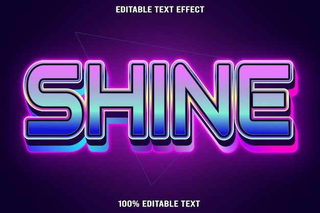 Shine editable text effect 3d emboss neon style