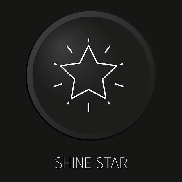 shine star minimal vector line icon on 3d button isolated on black background premium vector