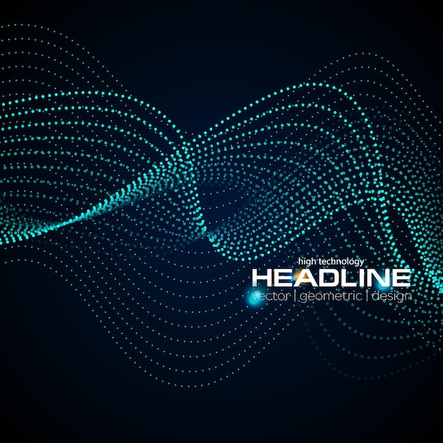 Shiny abstract futuristic hitech dotted line waves