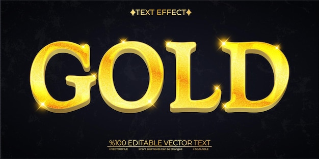 Shiny Gold Editable Vector 3D Text Effect