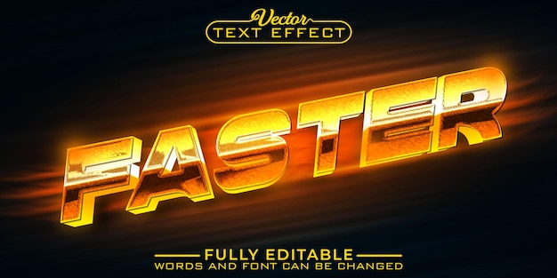 shiny orange faster vector editable text effect template