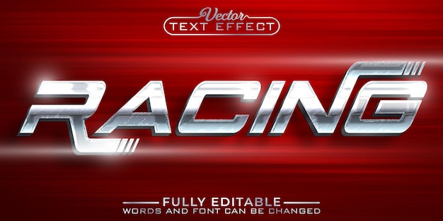 shiny silver racing vector editable text effect template