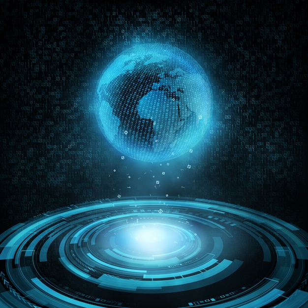 Shiny technological HUD and holographic globe