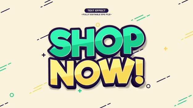 shop now modern simple style vector text effect editable font and text