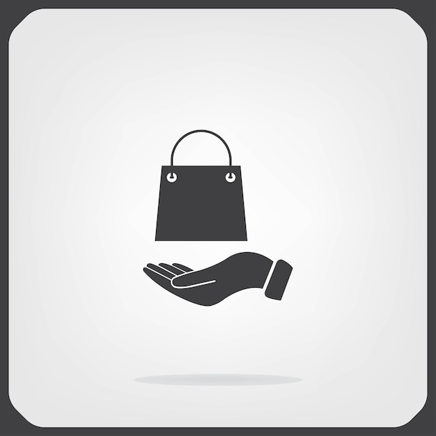 Shopping bag market symbol Vector illustration on gray background Eps 10