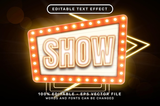 show 3d text effect and editable text effect whit light and neon border
