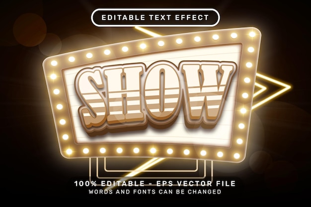show 3d text effect and editable text effect whit light and neon border