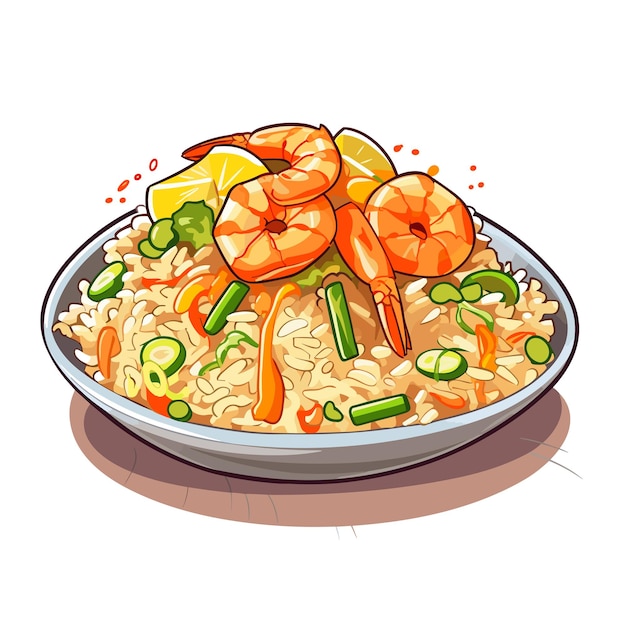 shrimp fried rice china foodcartoon vector illustrator