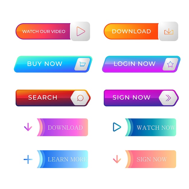 Sign Up and Sign In Button Set Flat Design on White Background
