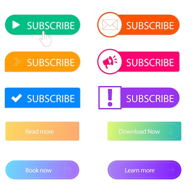 Sign Up and Sign In Button Set Flat Design on White Background