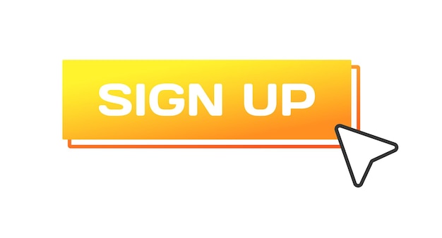Sign up button Flat yellow cursor on button sign up icon Vector icon