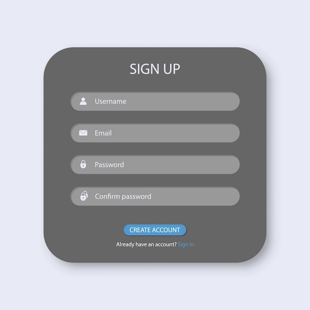 Sign up window box interface template. Vector illustration