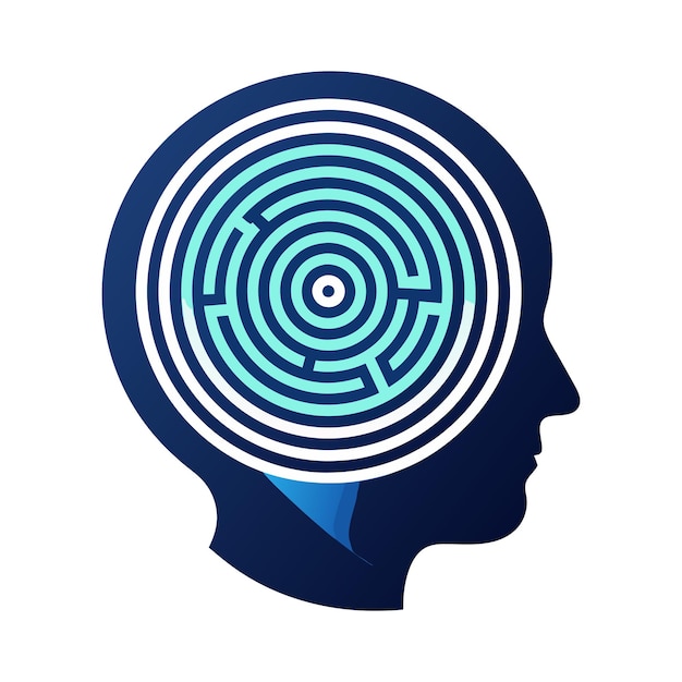 Silhouette Maze Pattern Human Head Illustration Art
