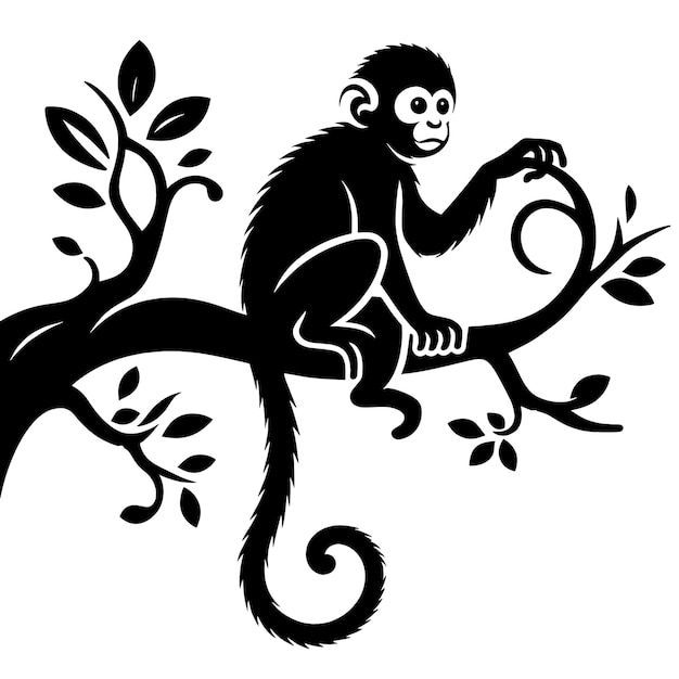Silhouette of monkey on tree branch
