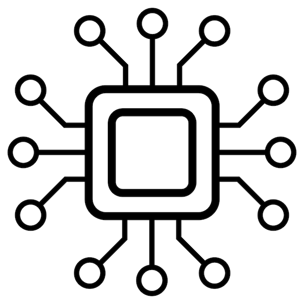 silhouette of simple schematic chip or component for microcircuits isolated on white background technical clipart vector
