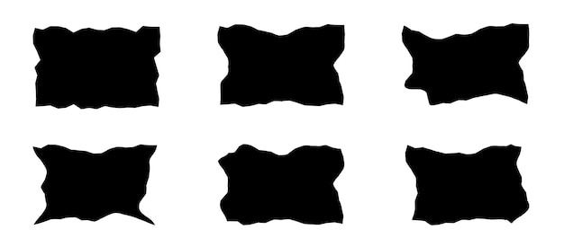 Silhouette of torn paper Shadow of a crumpled rectangle Black abstract shapes with jagged edges
