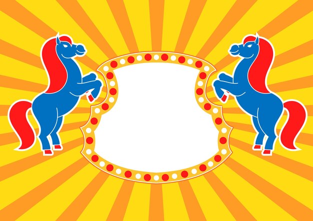 Silhouettes of rearing horses With place for your text For circus advertisements advertising Simple flat vector illustration