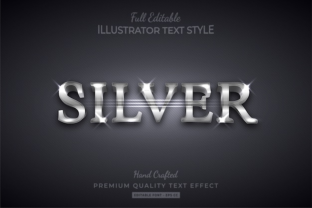 Silver Editable 3D Text Style Effect Premium