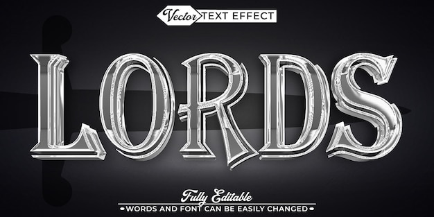 Silver Lords Vector Editable Text Effect Template