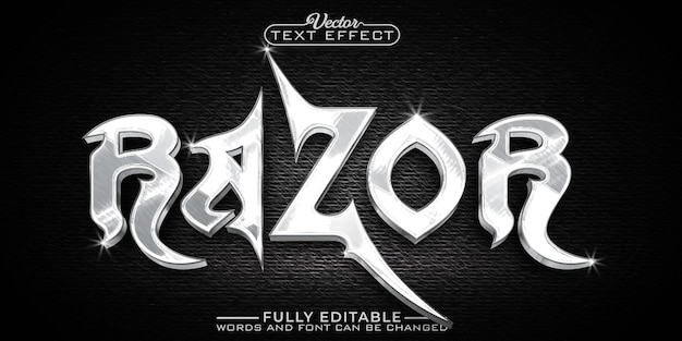 Silver Sharp Razor Vector Editable Text Effect Template