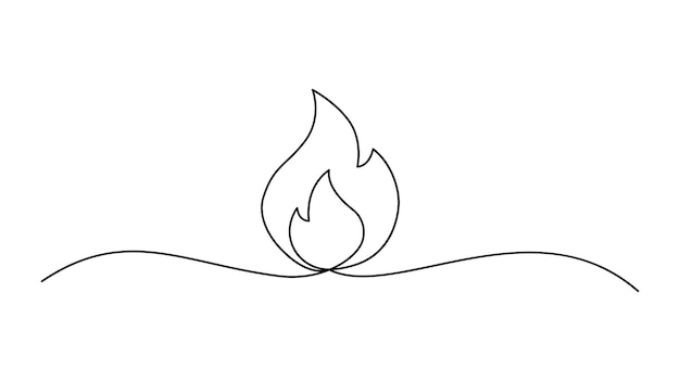 simple and minimalist fire icon continuous oneline drawing fire continuous line icon