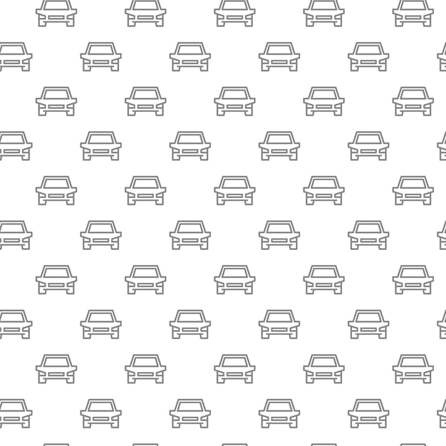 simple car automobile seamless pattern with various icons and symbols on white background flat vector illustration