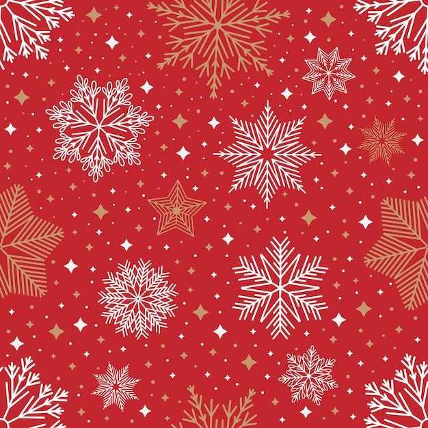 simple christmas seamless pattern snowflakes with different ornaments on white background