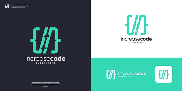 Simple coding symbols with a flow of arrows logo design