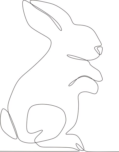 simple continuous line cute rabbit illustration