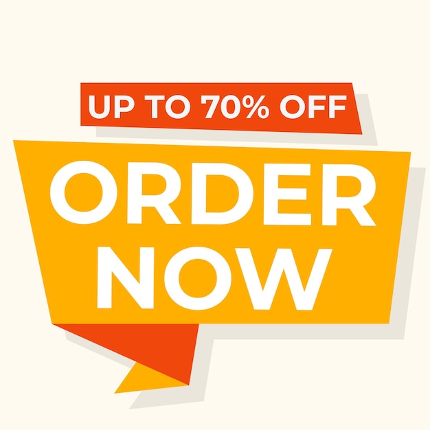 simple flat order now text banner with red and blue color isolated on yellow background design orde