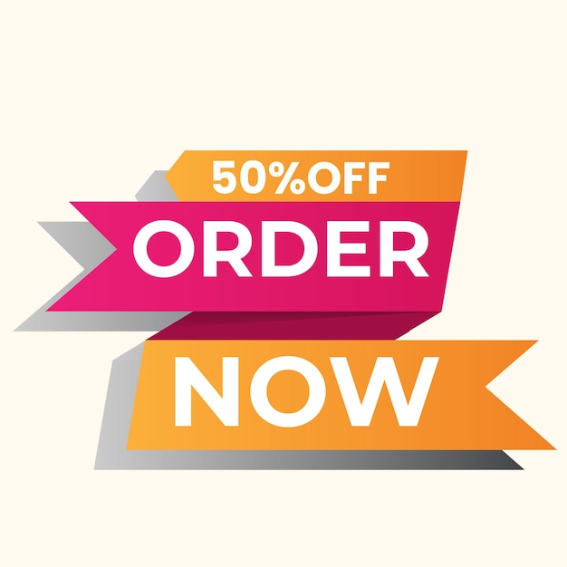 simple flat order now text banner with red and blue color isolated on yellow background design orde