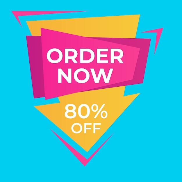 simple flat order now text banner with red and blue color isolated on yellow background design orde