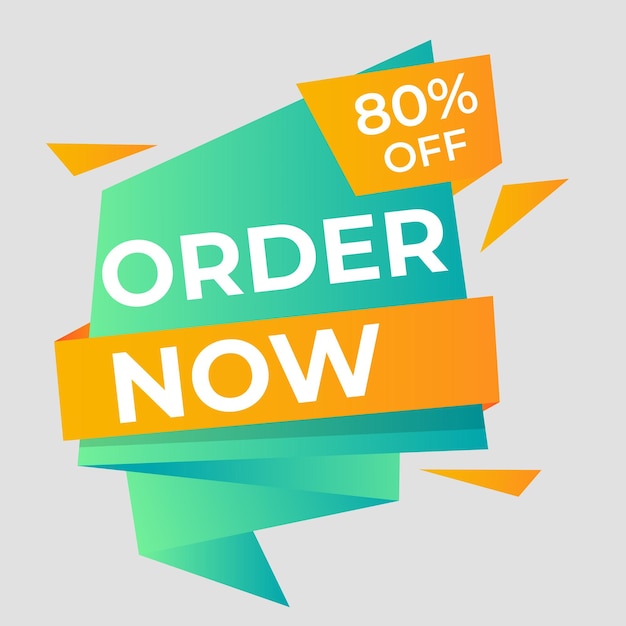 simple flat order now text banner with red and blue color isolated on yellow background design orde