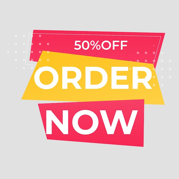 simple flat order now text banner with red and blue color isolated on yellow background design orde