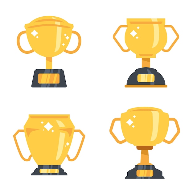 Simple gold trophy illustration set