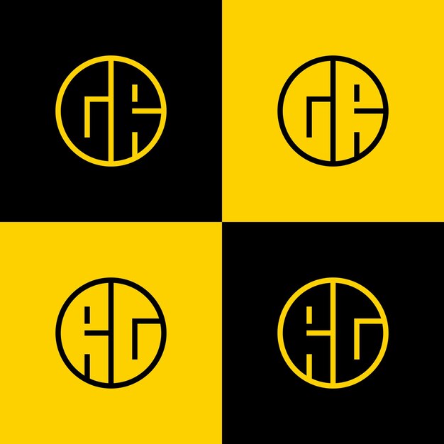 simple gr and rg letters circle logo set suitable for business with gr and rg initials