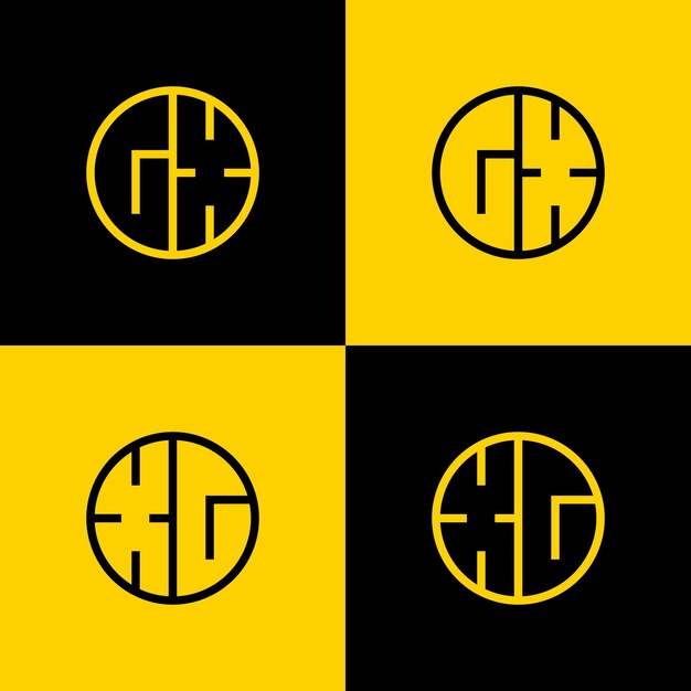 simple gx and xg letters circle logo set suitable for business with gx and xg initials