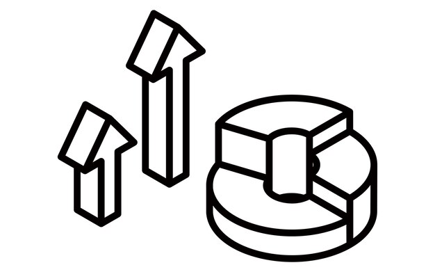 Simple isometric illustration of graphs and arrows business images such as improved performance