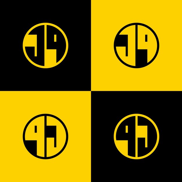 Simple JQ and QJ Letter Circle Logo Set suitable for business with JQ and QJ initials