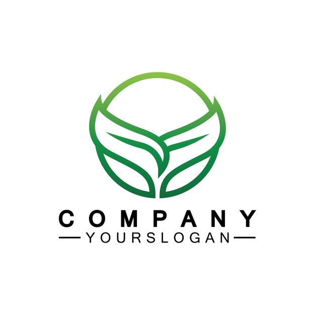 Simple leaf logo inside circle with minimal line art design style