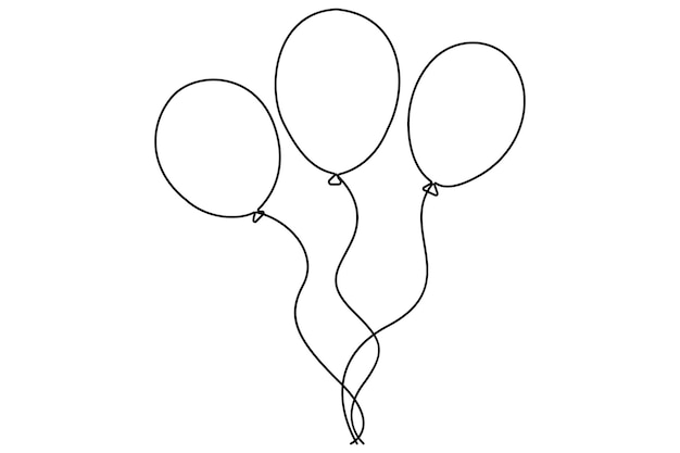 simple line drawing of three balloons