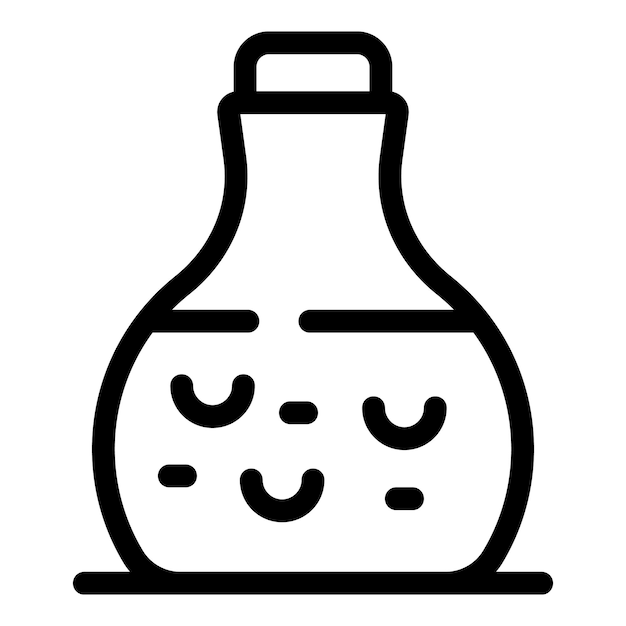 simple line icon of a glass bottle containing orange juice with pulp