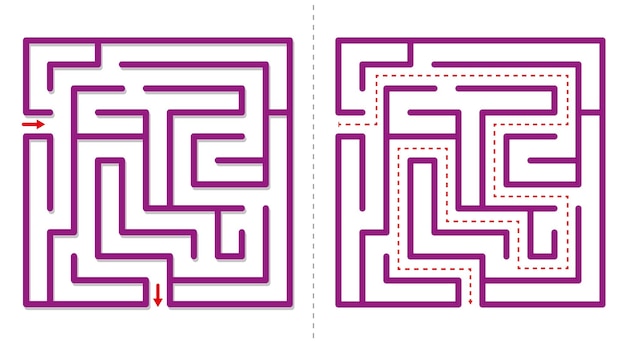 Simple maze abstract game with answer Easy puzzle for kids