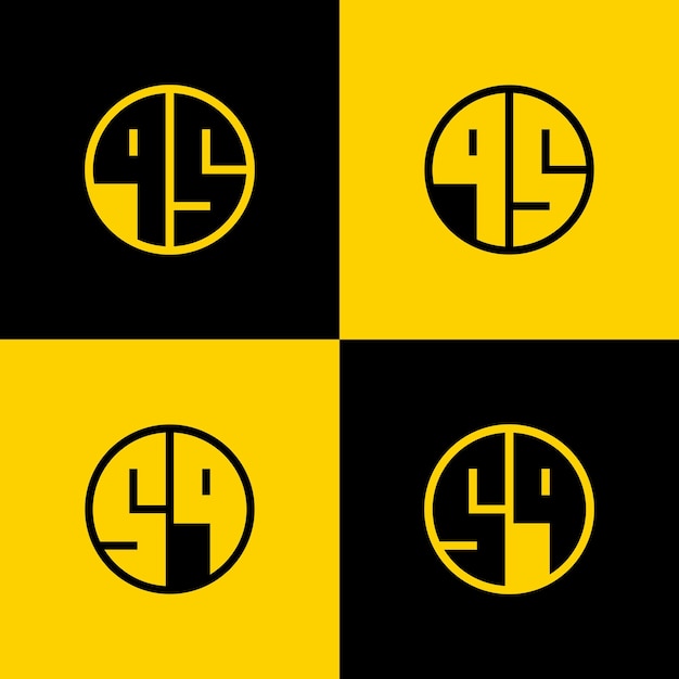 Simple QS and SQ Letter Circle Logo Set suitable for business with QS and SQ initials