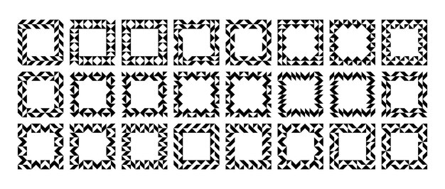 Simple sharp line abstract shape square border design set
