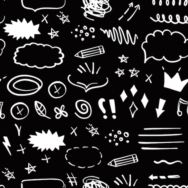 simple sketch line style seamless pattern on chalkboard background